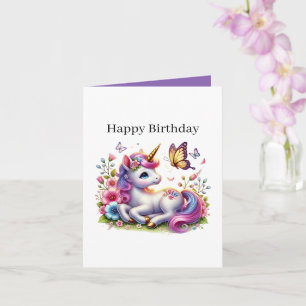 Cute Happy Birthday unicorn lovers customisable Card