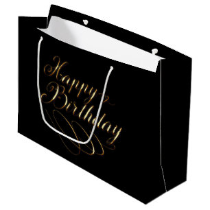 Cute Happy Birthday unisex word art  Large Gift Bag