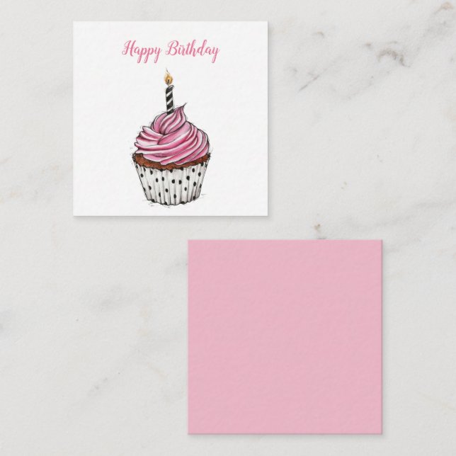 Cute Happy Birthday Vintage Cupcake Card (Front/Back)
