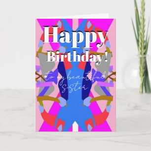 cute happy birthday wish to sister card