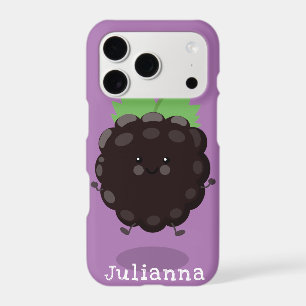 Cute happy blackberry purple cartoon illustration