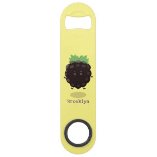 Cute happy blackberry purple cartoon illustration
