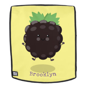 Cute happy blackberry purple cartoon illustration backpack