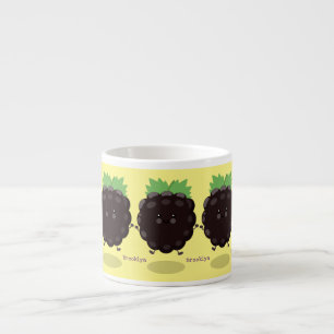 Cute happy blackberry purple cartoon illustration espresso cup
