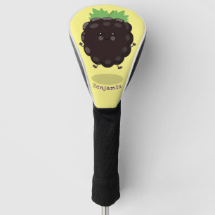 Cute happy blackberry purple cartoon illustration golf head cover