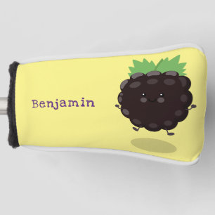 Cute happy blackberry purple cartoon illustration golf head cover