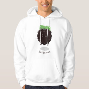 Cute happy blackberry purple cartoon illustration hoodie