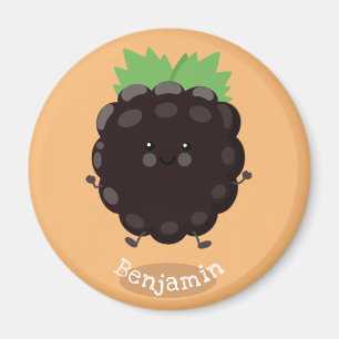 Cute happy blackberry purple cartoon illustration magnet