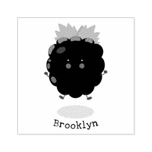 Cute happy blackberry purple cartoon illustration rubber stamp