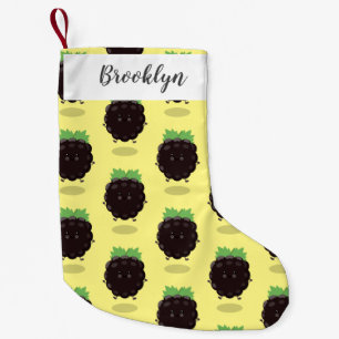 Cute happy blackberry purple cartoon illustration  small christmas stocking