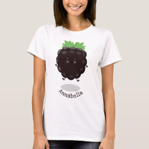 Cute happy blackberry purple cartoon illustration T-Shirt