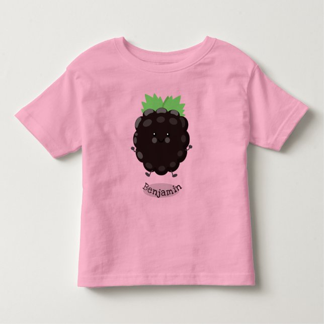 Cute happy blackberry purple cartoon illustration toddler T-Shirt (Front)