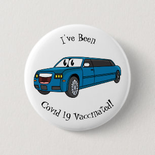 Cute happy blue Limousine cartoon car 6 Cm Round Badge