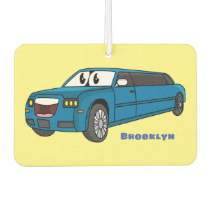 Cute happy blue Limousine cartoon car Air Freshener
