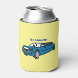 Cute happy blue Limousine cartoon car Can Cooler