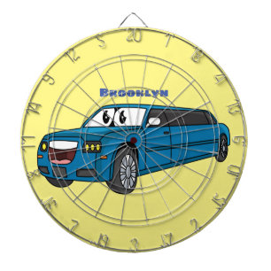Cute happy blue Limousine cartoon car Dartboard