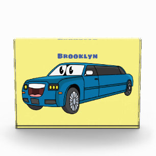 Cute happy blue Limousine cartoon car Photo Block