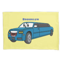 Cute happy blue Limousine cartoon car