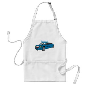 Cute happy blue Limousine cartoon car Standard Apron