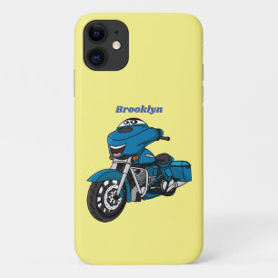Cute happy blue motorcycle cartoon iPhone 11 case