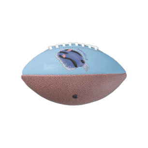 Cute happy blue nudibranch cartoon illustration football