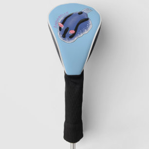 Cute happy blue nudibranch cartoon illustration golf head cover
