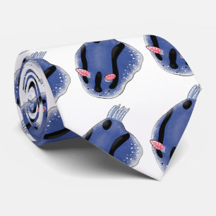Cute happy blue nudibranch cartoon illustration tie