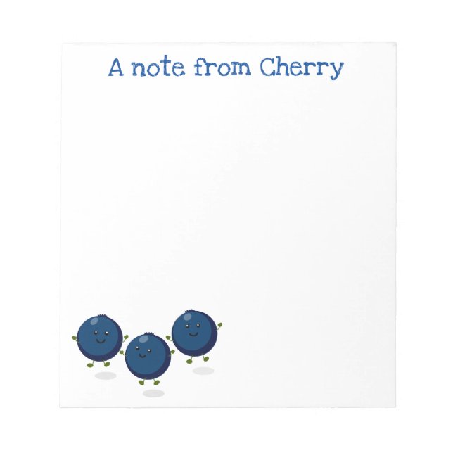 Cute  happy blueberries cartoon illustration notepad (Front)