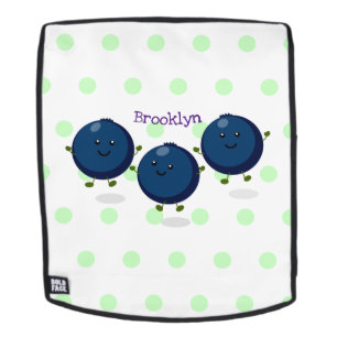 Cute happy blueberries purple cartoon illustration backpack