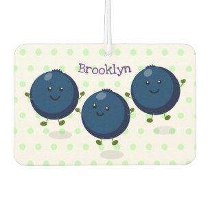 Cute happy blueberries purple cartoon illustration car air freshener