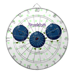 Cute happy blueberries purple cartoon illustration dartboard