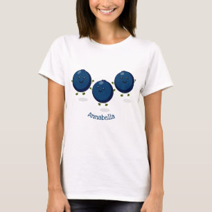 Cute happy blueberries purple cartoon illustration T-Shirt