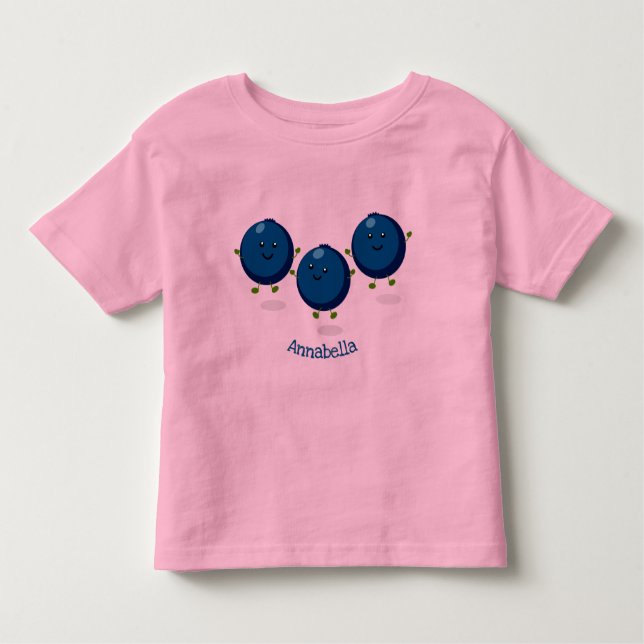 Cute happy blueberries purple cartoon illustration toddler T-Shirt (Front)