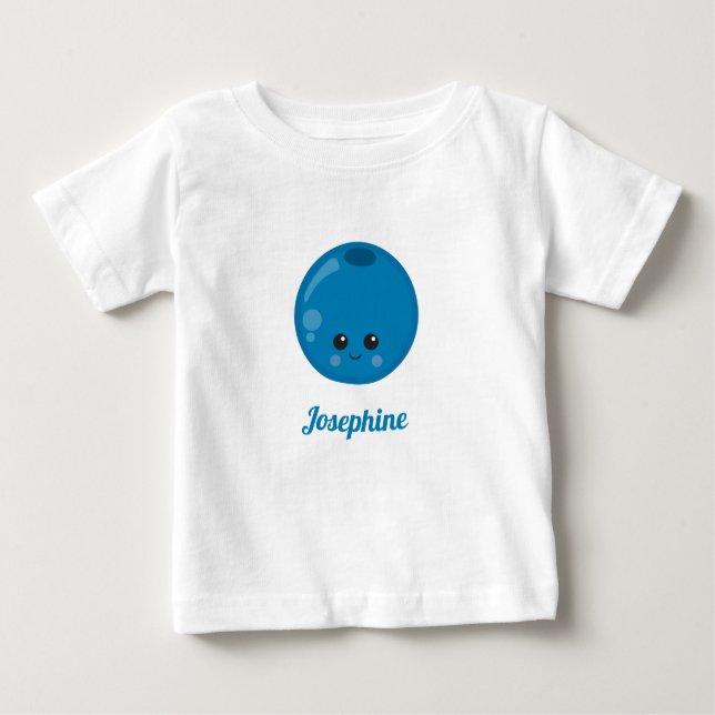 Cute Happy Blueberry Monogram Baby T-Shirt (Front)