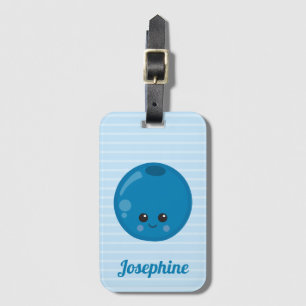 Cute Happy Blueberry Monogram Luggage Tag