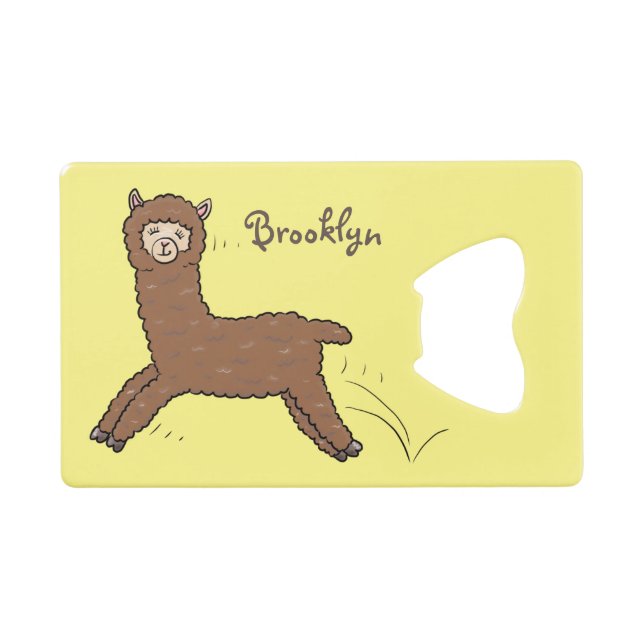 Cute happy brown alpaca cartoon (Front (Horizontal))