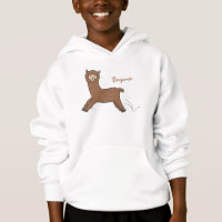 Cute happy brown alpaca cartoon