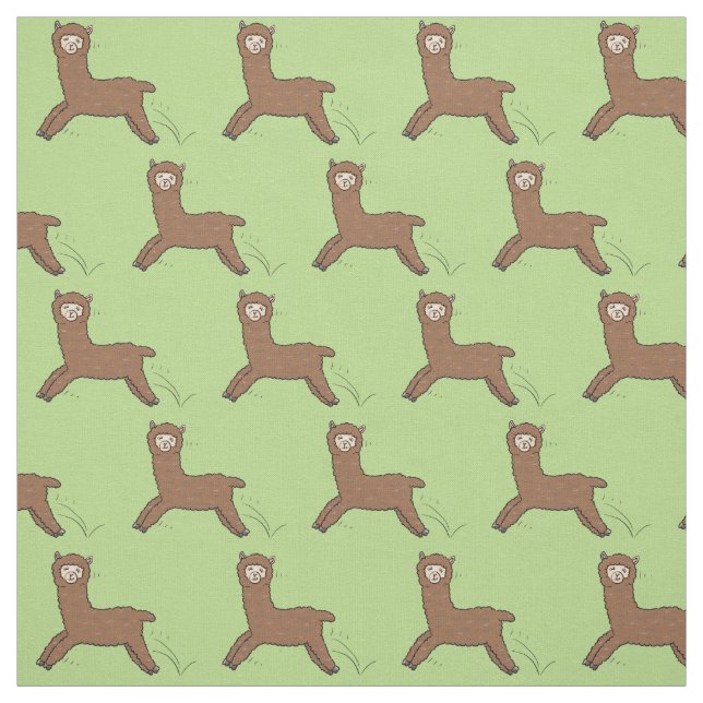 Cute happy brown alpaca cartoon fabric (Swatch)