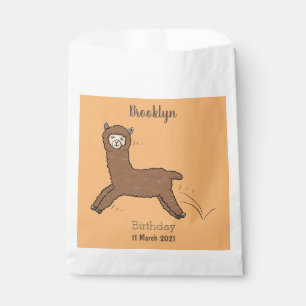 Cute happy brown alpaca cartoon favour bag