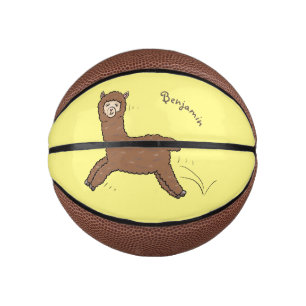 Cute happy brown alpaca cartoon mini basketball