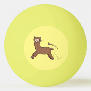 Cute happy brown alpaca cartoon ping pong ball