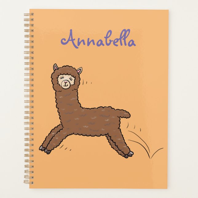Cute happy brown alpaca cartoon planner (Front)