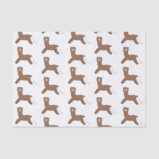 Cute happy brown alpaca cartoon tissue paper (Front)