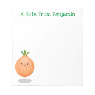 Cute  happy brown onion cartoon illustration notepad