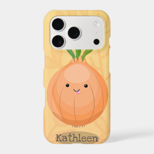 Cute happy brown onion green cartoon illustration