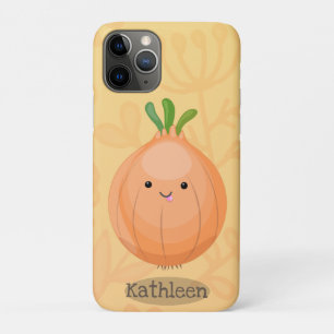 Cute happy brown onion green cartoon illustration iPhone 11 pro case
