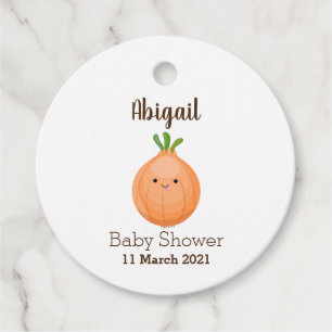 Cute happy brown onion green cartoon illustration favour tags