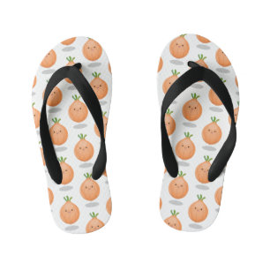 Cute happy brown onion green cartoon illustration kid's thongs
