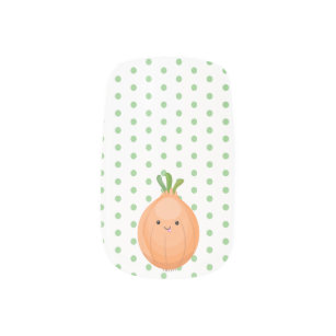 Cute happy brown onion green cartoon illustration minx nail art