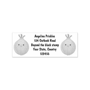 Cute happy brown onion green cartoon illustration rubber stamp